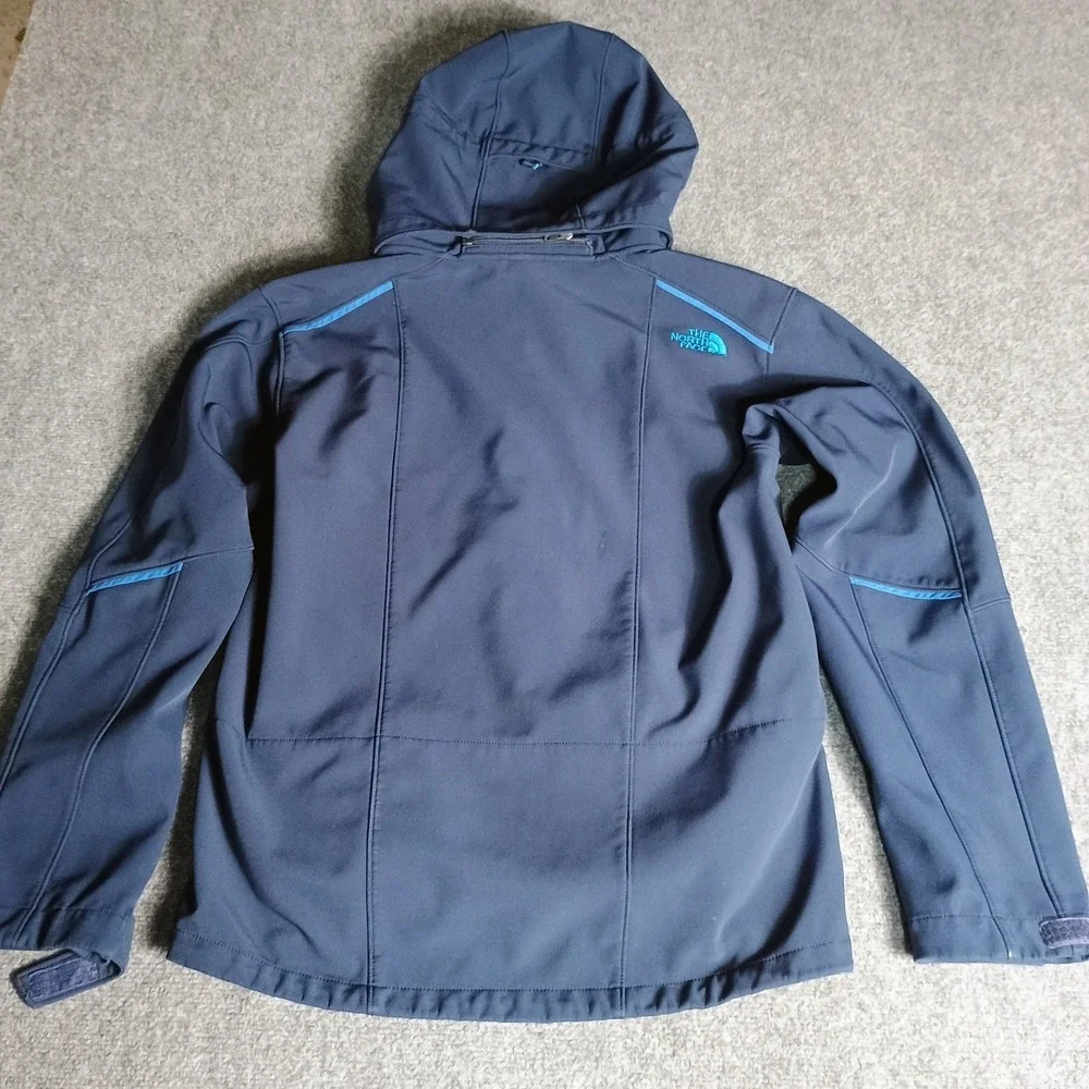 The North Face Men's Small Blue Hooded Softshell Jacket Fleece Lined...